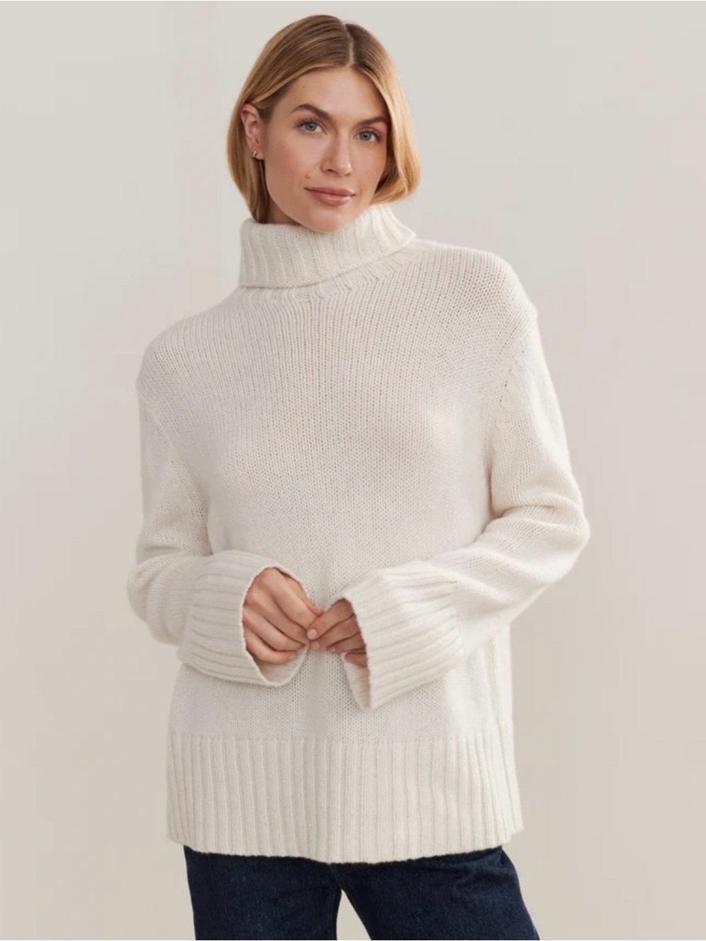 Jenni Kayne Cashmere Jet Turtleneck in Ivory Women’s XXL Quiet Luxury
